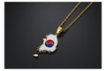 South Korea-shaped pendant with flag colors on a gold chain