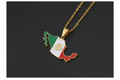 Mexico-shaped pendant with flag colors on a gold chain