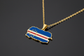 Cape Verde-shaped pendant with flag colors on a gold chain