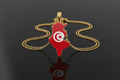 Tunisia-shaped pendant with flag colors on a gold chain