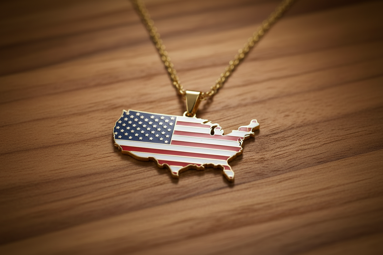 USA Pendant on Wood